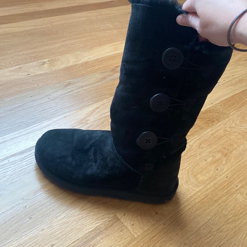 Black tall three button uggs